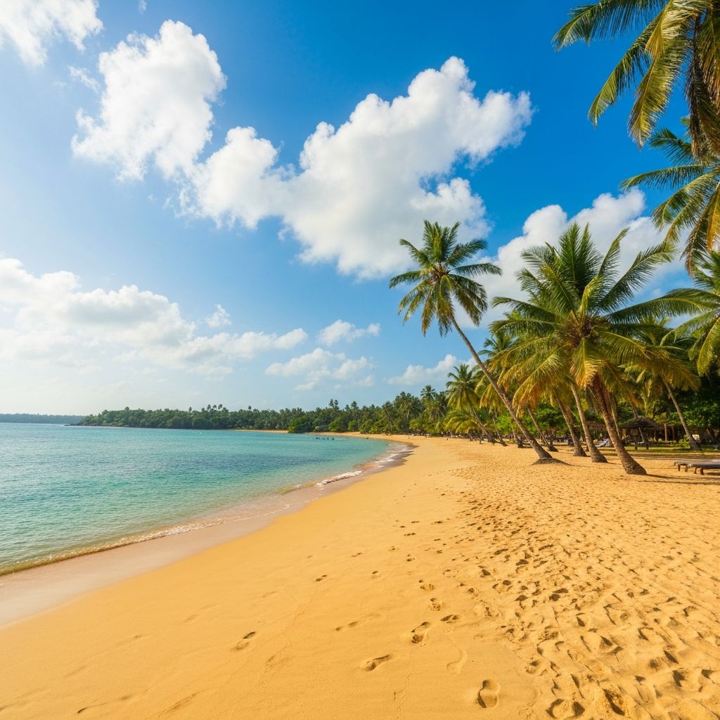 Pristine south coast Sri Lankan beach during peak season